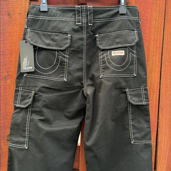 True Religion Black Cargo Pants with Contrast Stitching Size 27 - Picture 7 of 14